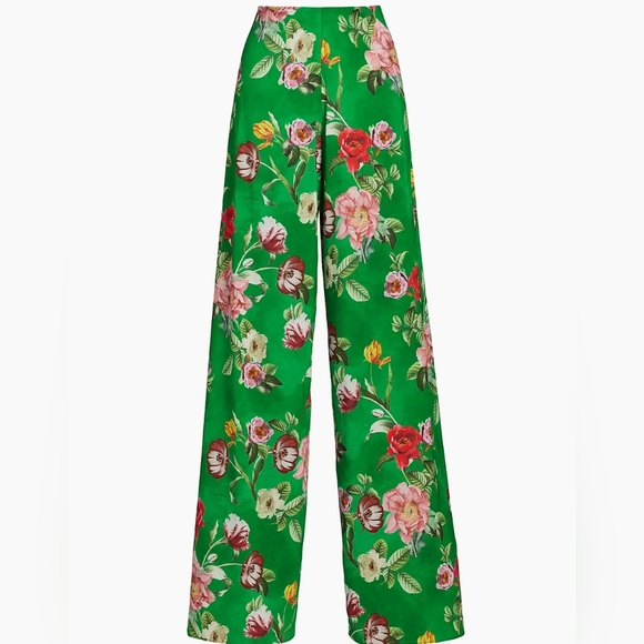 Alice + Olivia Floral Green Wide-Leg Pants - Picture 7 of 9